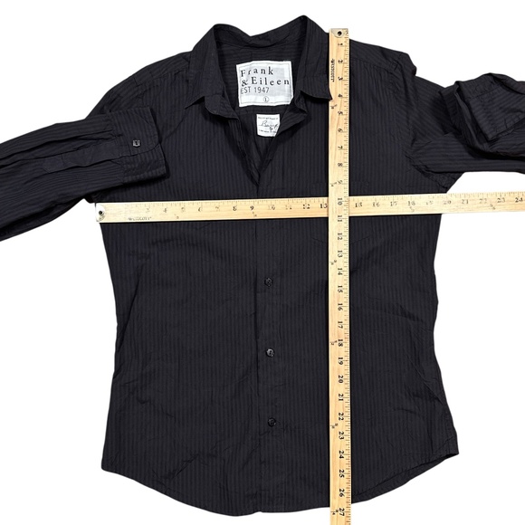 Frank & Eileen Barry Tailored Button Up Striped Black Shirt Womens Large - Picture 8 of 8